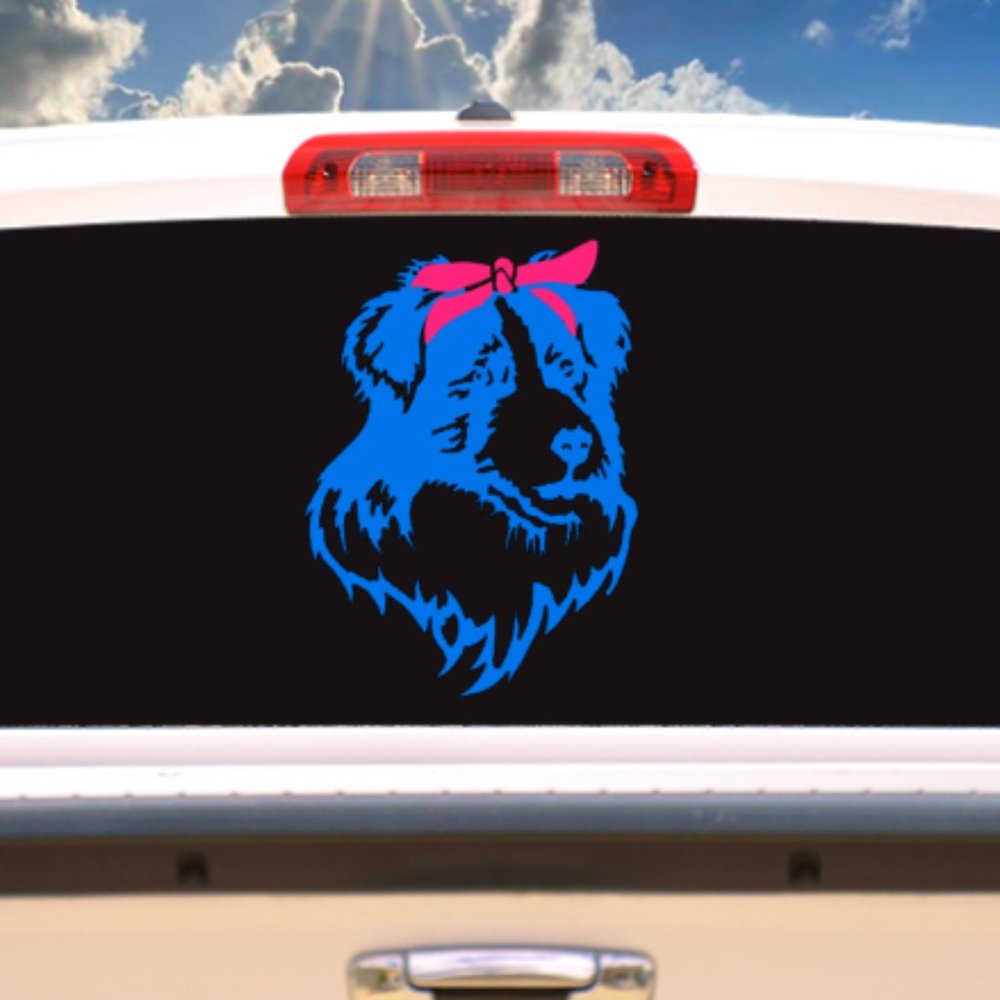 7-9" AUSTRALIAN SHEPHERD with or without HEADBAND VINYL DECAL #AUS66